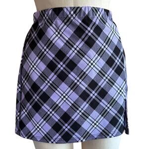 Womens Skort Size Medium Purple Plaid Back to School Casual Retro Cosplay